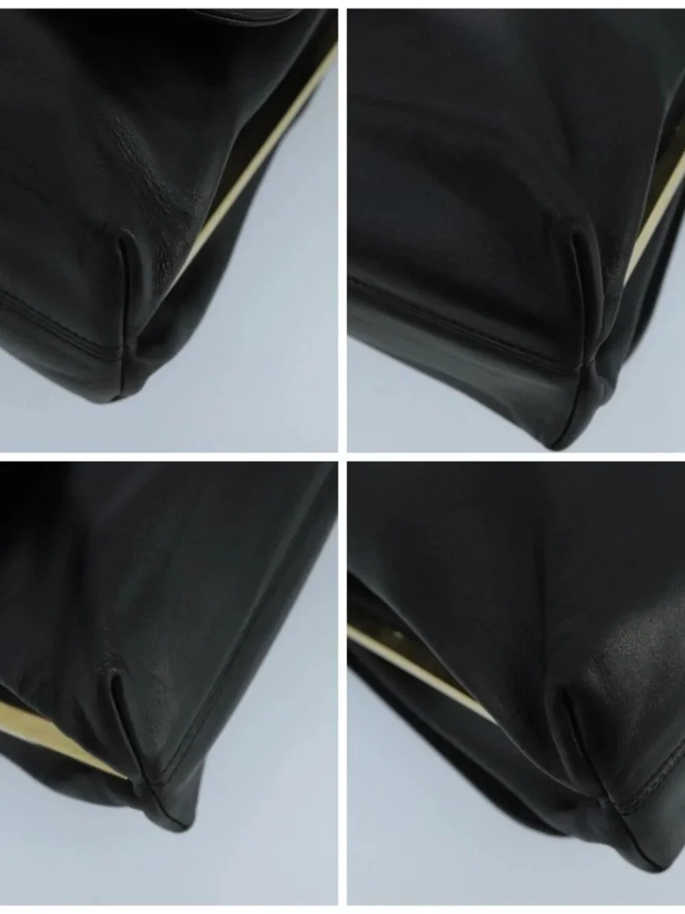 Salvatore Ferragamo Shoulder Bag Leather Black Gold Auth am7272